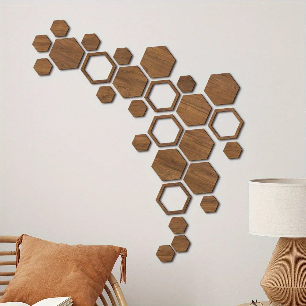 Hexagon Wood Wall Decor Brown Honeycomb Panels for Your Modern Home