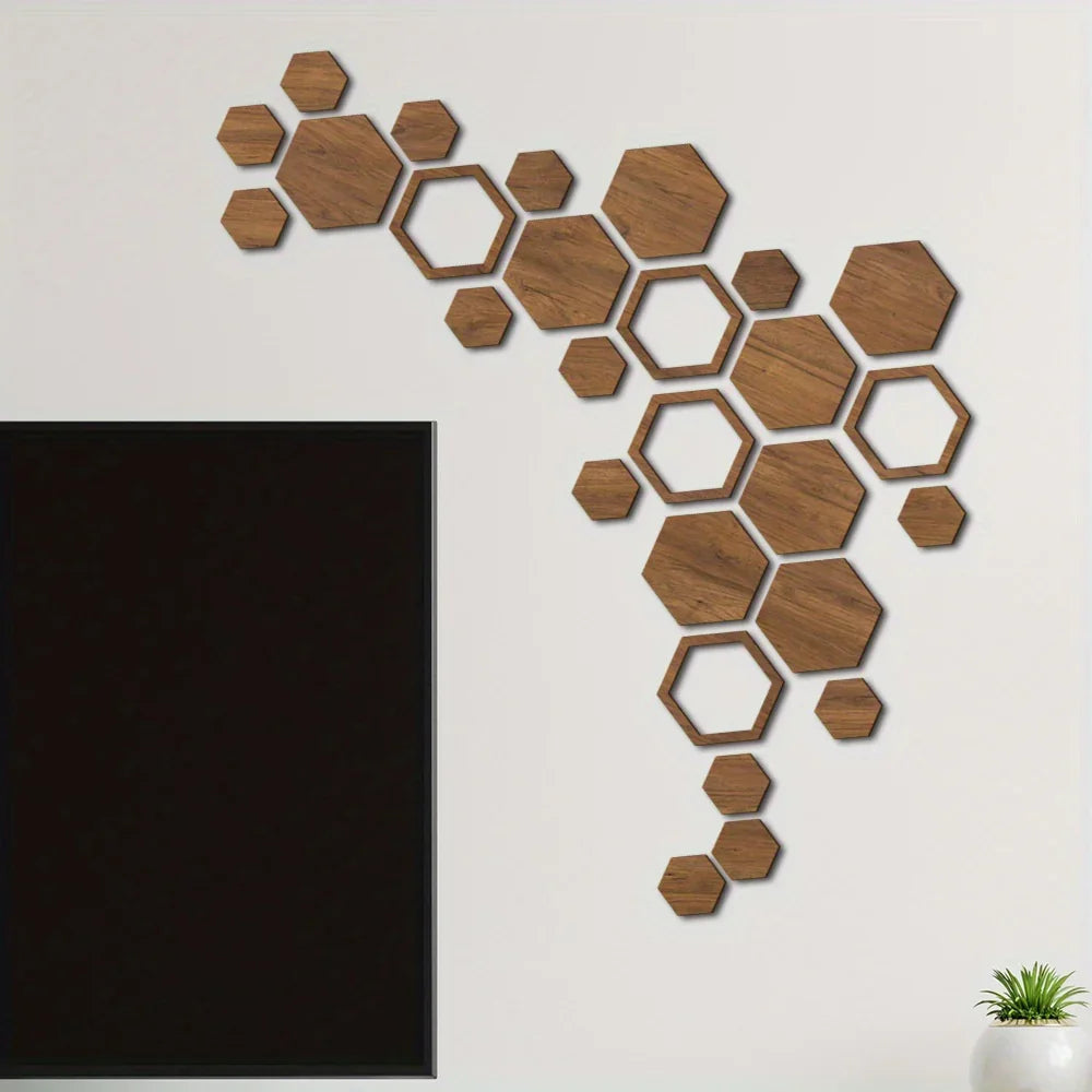 Hexagon Wood Wall Decor Brown Honeycomb Panels for Your Modern Home