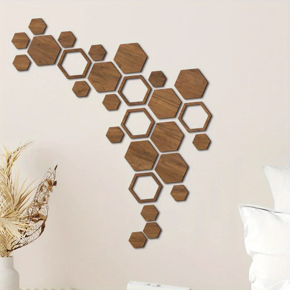 Hexagon Wood Wall Decor Brown Honeycomb Panels for Your Modern Home