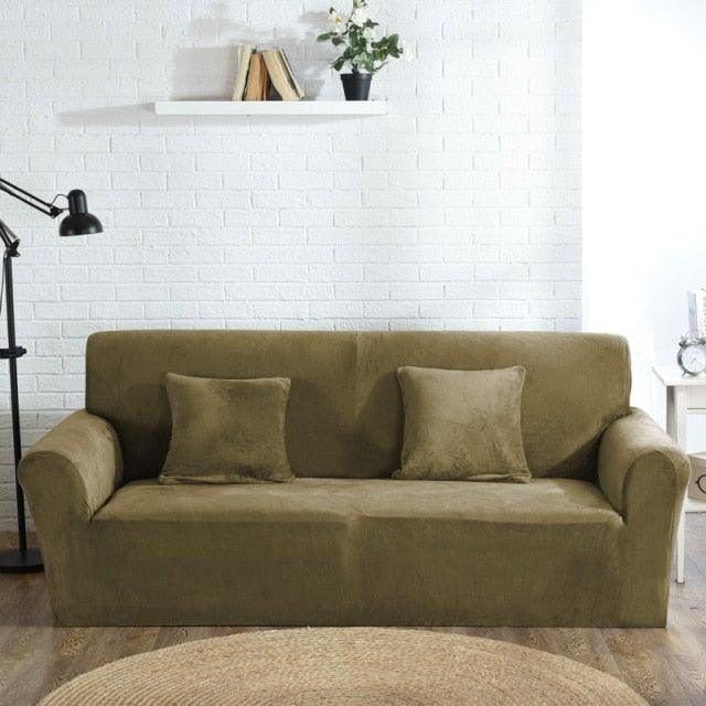 High Quality Velvet Plush Sofa Cover for Living Room Sectional Couch Cover Stretch 1/2/3/4 Seater