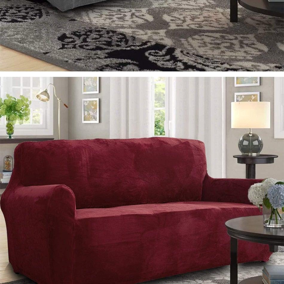 High Quality Velvet Plush Sofa Cover for Living Room Sectional Couch Cover Stretch 1/2/3/4 Seater
