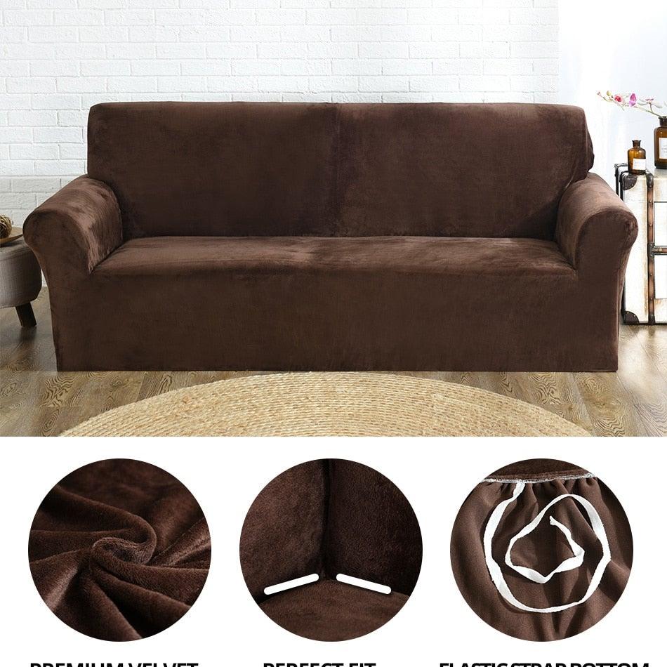 High Quality Velvet Plush Sofa Cover for Living Room Sectional Couch Cover Stretch 1/2/3/4 Seater