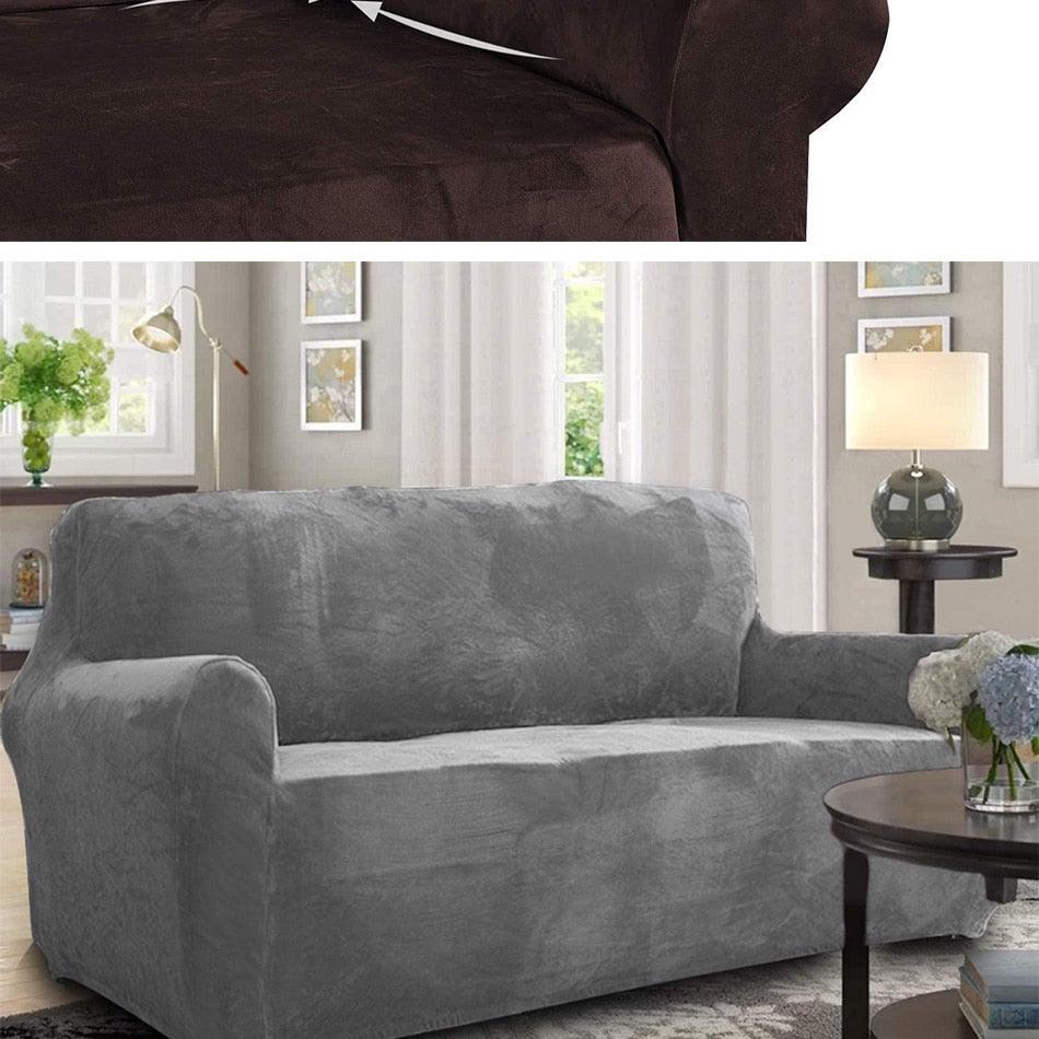High Quality Velvet Plush Sofa Cover for Living Room Sectional Couch Cover Stretch 1/2/3/4 Seater