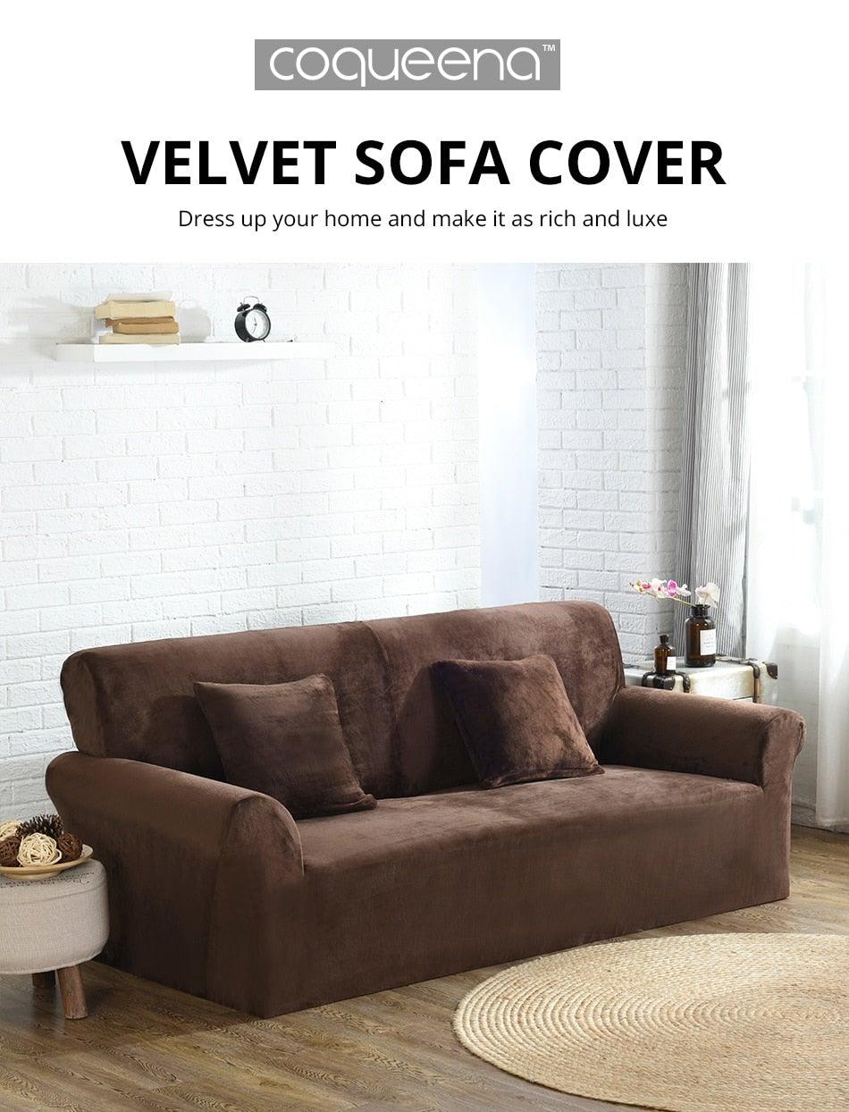 High Quality Velvet Plush Sofa Cover for Living Room Sectional Couch Cover Stretch 1/2/3/4 Seater