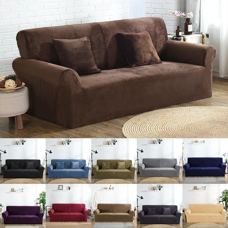 High Quality Velvet Plush Sofa Cover for Living Room Sectional Couch Cover Stretch 1/2/3/4 Seater