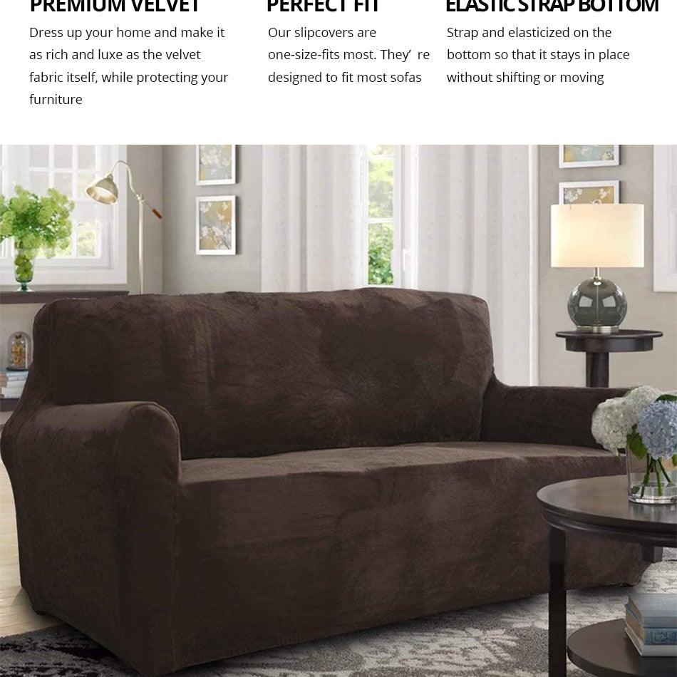 High Quality Velvet Plush Sofa Cover for Living Room Sectional Couch Cover Stretch 1/2/3/4 Seater