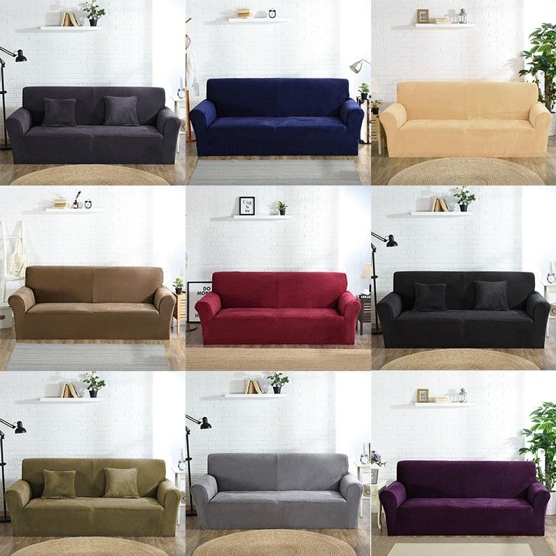 High Quality Velvet Plush Sofa Cover for Living Room Sectional Couch Cover Stretch 1/2/3/4 Seater
