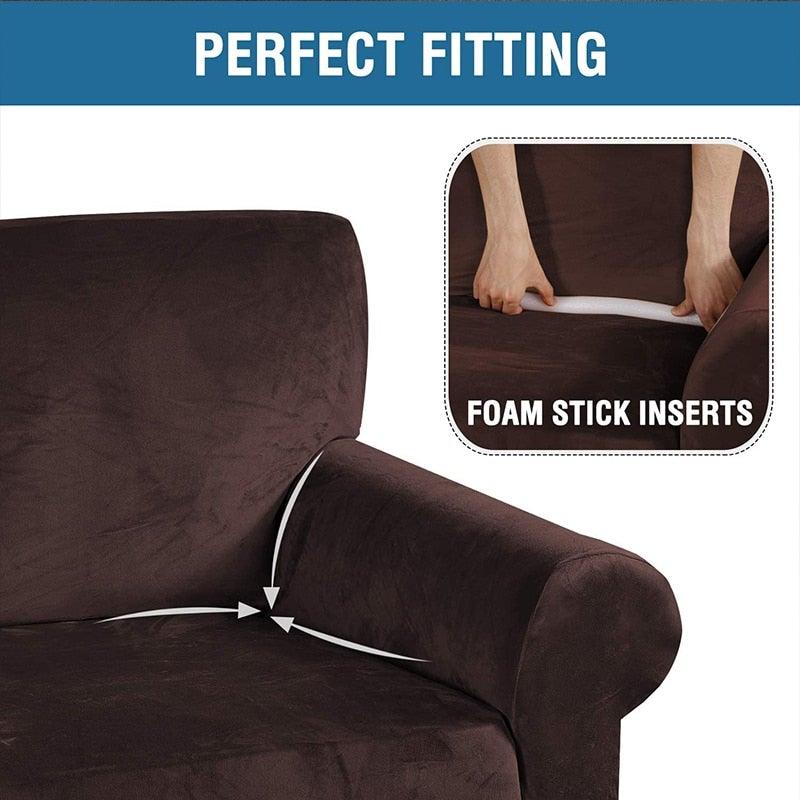 High Quality Velvet Plush Sofa Cover for Living Room Sectional Couch Cover Stretch 1/2/3/4 Seater