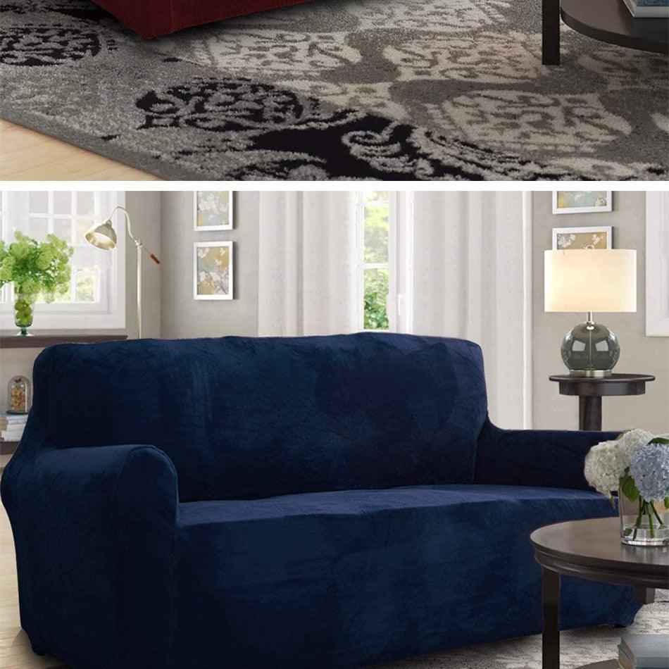 High Quality Velvet Plush Sofa Cover for Living Room Sectional Couch Cover Stretch 1/2/3/4 Seater