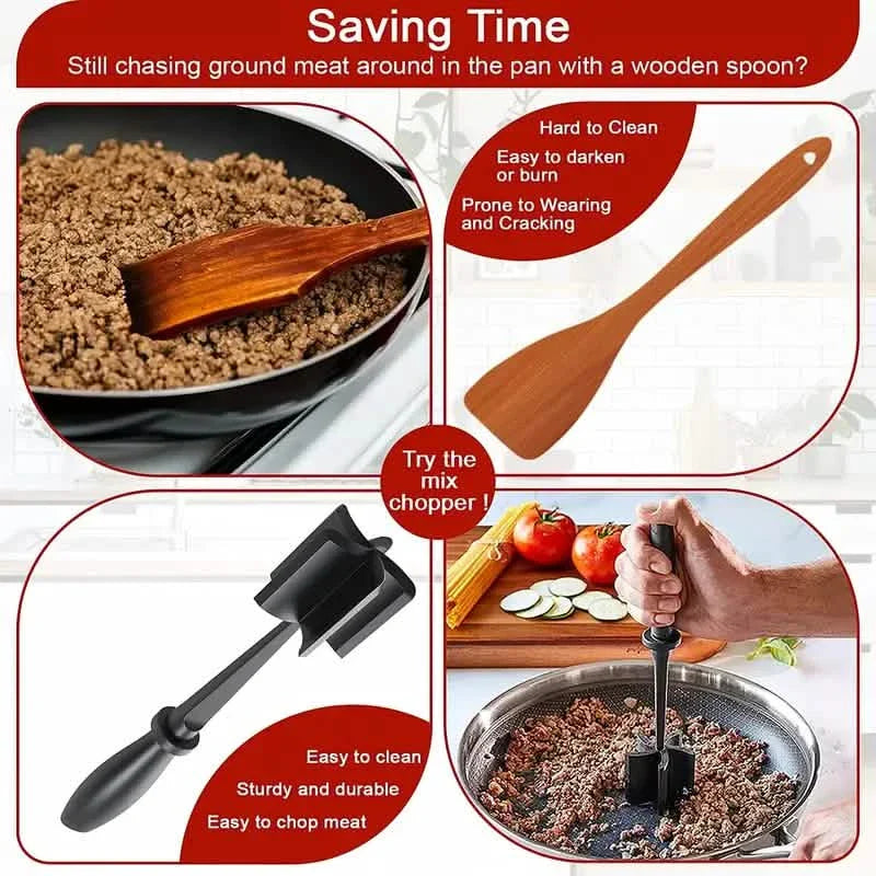 Ground Beef Masher Utensil Heat Resistant Non-Stick