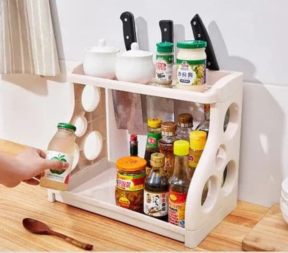 Multilayer Two Tier Kitchen Spice and Utensil Organizer Rack