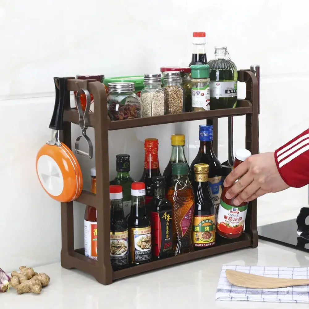 Multilayer Two Tier Kitchen Spice and Utensil Organizer Rack