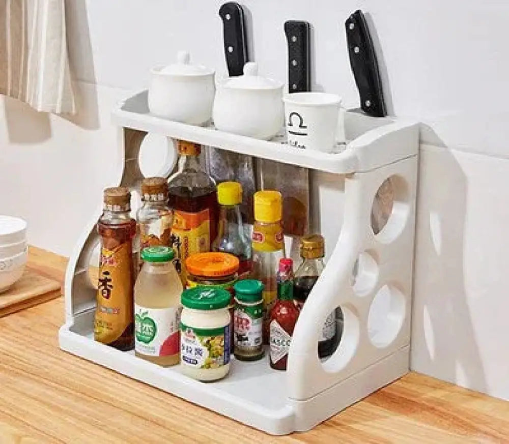 Multilayer Two Tier Kitchen Spice and Utensil Organizer Rack