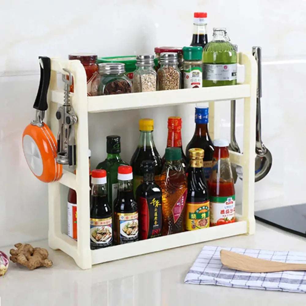 Multilayer Two Tier Kitchen Spice and Utensil Organizer Rack