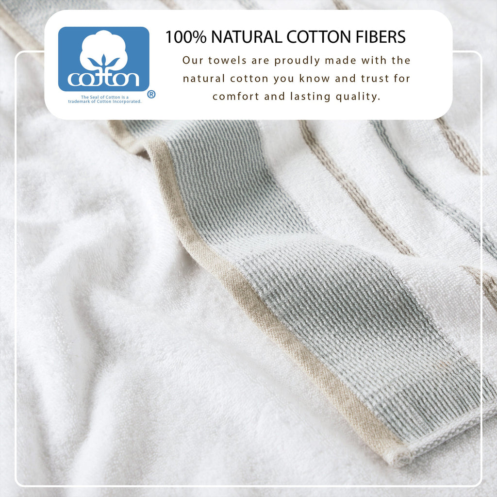 Decorative Cotton Stripe Bath Towel Set - Noelle Collection