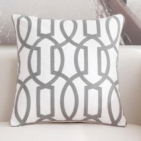 Embroidered Pillow Covers Modern Geometric for Bed Couch Sofa Office Decor 45*45