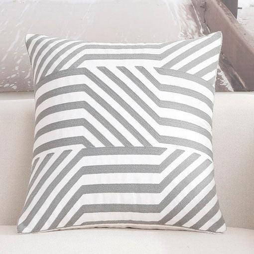 Embroidered Pillow Covers Modern Geometric for Bed Couch Sofa Office Decor 45*45