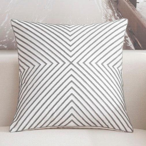 Embroidered Pillow Covers Modern Geometric for Bed Couch Sofa Office Decor 45*45