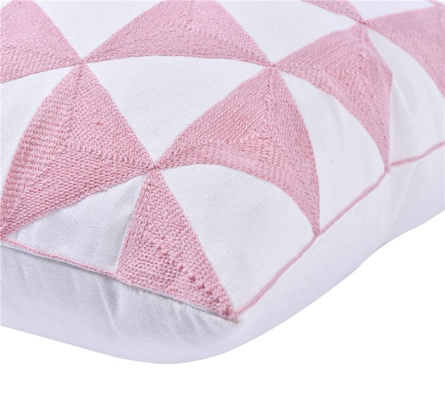 Embroidered Pillow Covers Modern Geometric for Bed Couch Sofa Office Decor 45*45