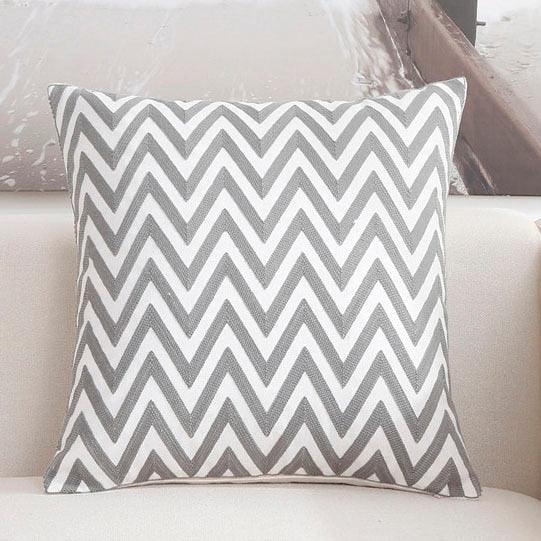 Embroidered Pillow Covers Modern Geometric for Bed Couch Sofa Office Decor 45*45