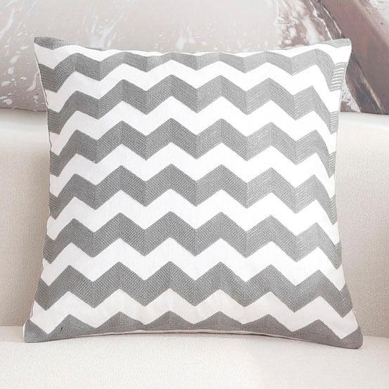 Embroidered Pillow Covers Modern Geometric for Bed Couch Sofa Office Decor 45*45