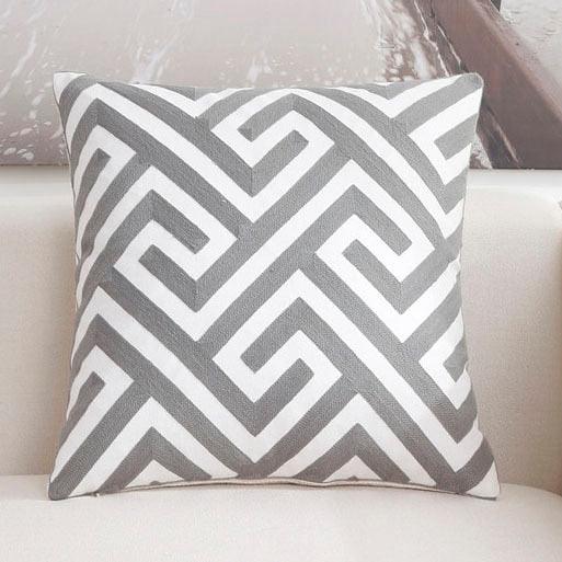 Embroidered Pillow Covers Modern Geometric for Bed Couch Sofa Office Decor 45*45