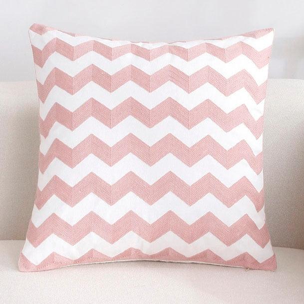 Embroidered Pillow Covers Modern Geometric for Bed Couch Sofa Office Decor 45*45
