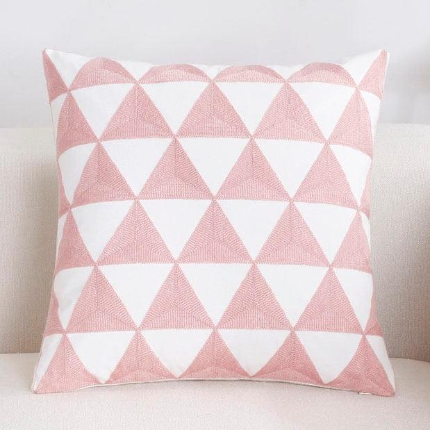 Embroidered Pillow Covers Modern Geometric for Bed Couch Sofa Office Decor 45*45