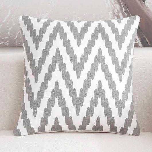 Embroidered Pillow Covers Modern Geometric for Bed Couch Sofa Office Decor 45*45