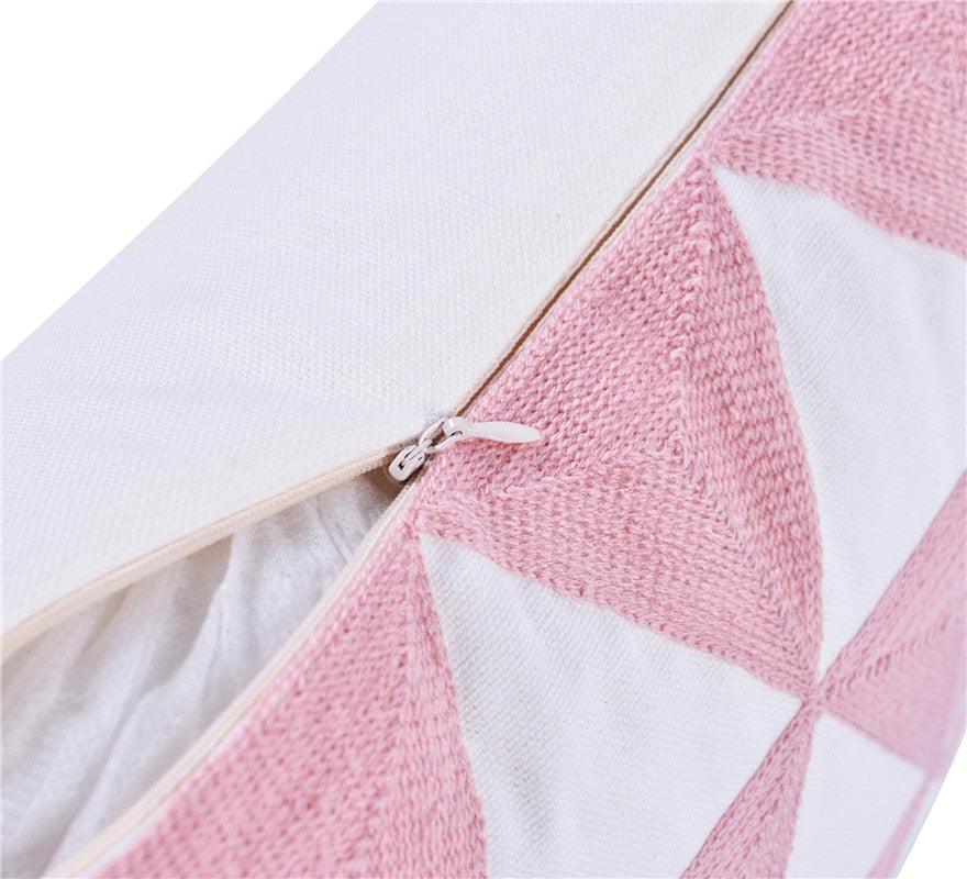 Embroidered Pillow Covers Modern Geometric for Bed Couch Sofa Office Decor 45*45