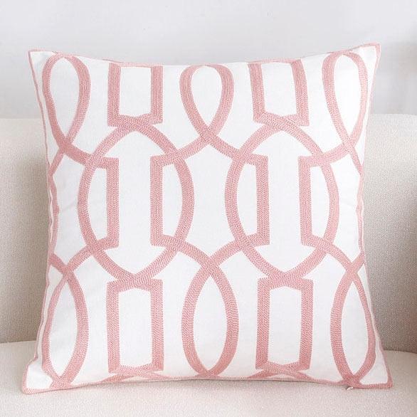 Embroidered Pillow Covers Modern Geometric for Bed Couch Sofa Office Decor 45*45