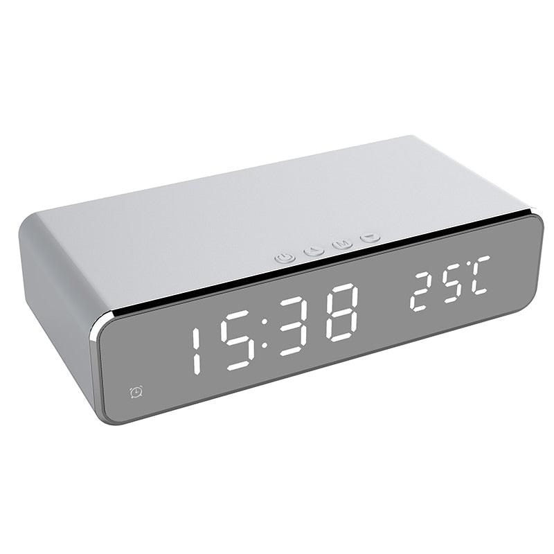 LED Alarm Clock With Mobile Phone Wireless Charger HD