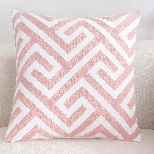 Embroidered Pillow Covers Modern Geometric for Bed Couch Sofa Office Decor 45*45