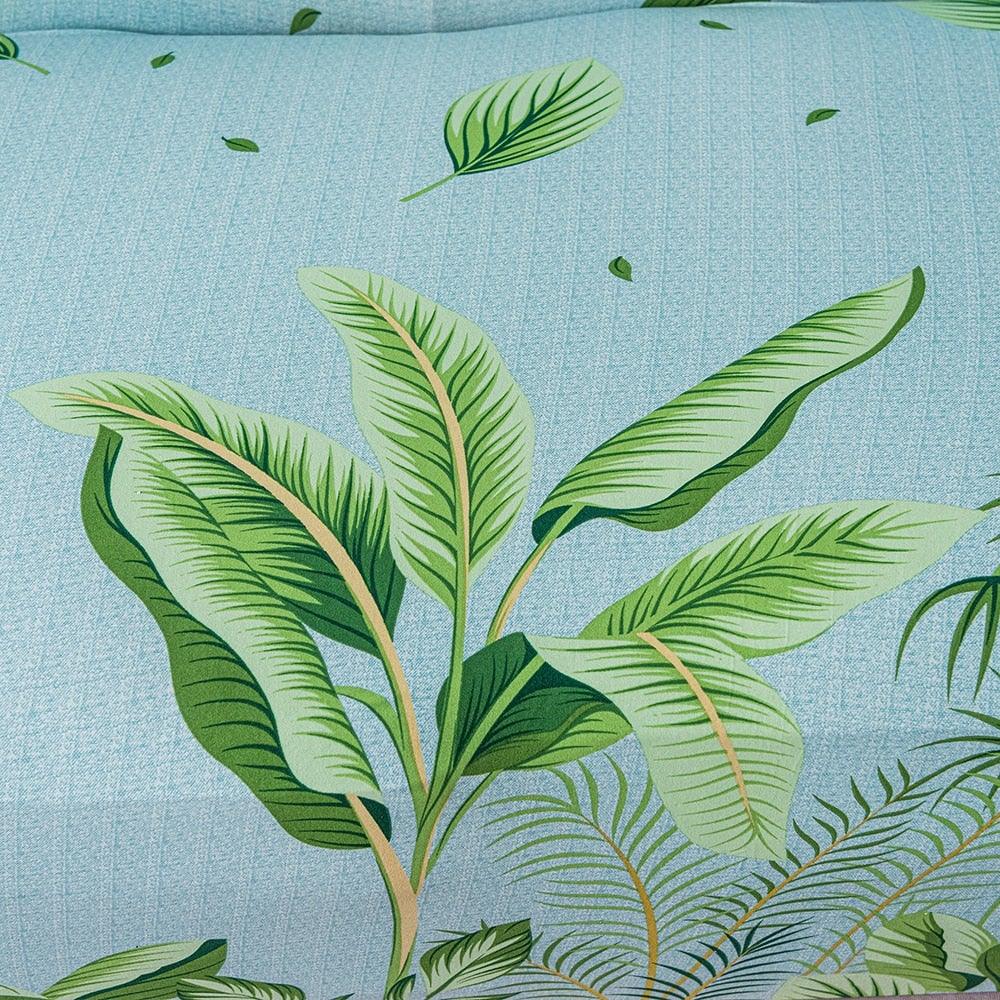 Plain Floral Print Sofa Cover Protector for 3 Cushion Sofa Cover with Separate Cushion Cover
