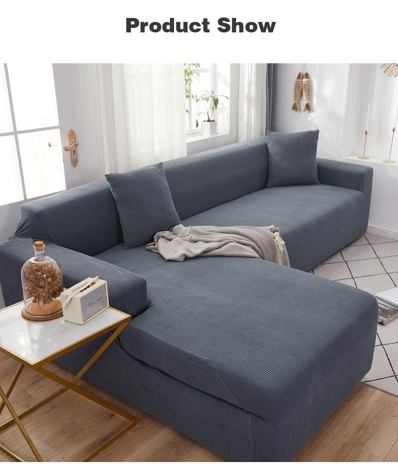Elegant Elastic Sofa Covers Set for Living Room Chaise Lounge L Shape Corner Stretch Couch Armchair Slipcover Furniture Protector