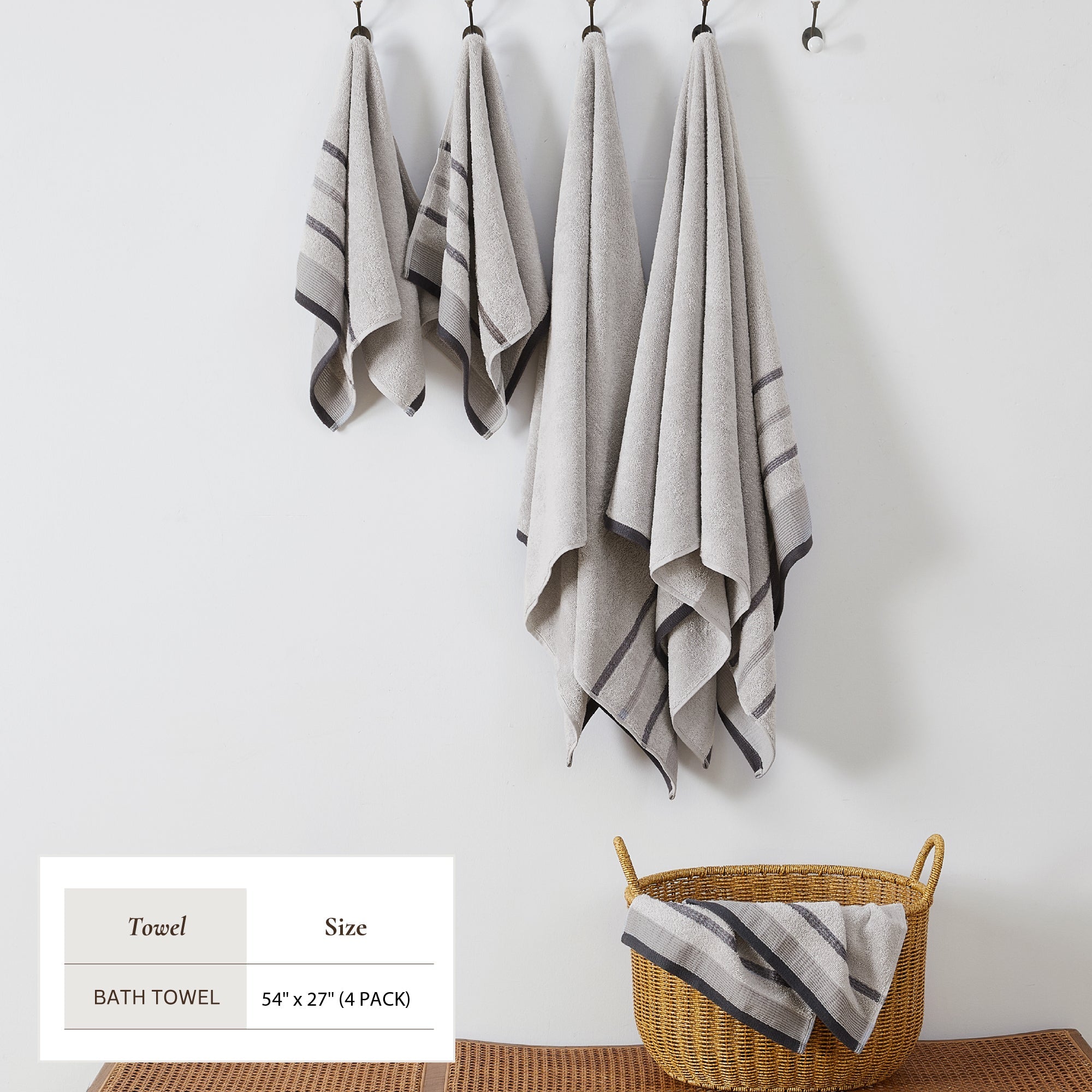 Decorative Cotton Stripe Bath Towel Set - Noelle Collection