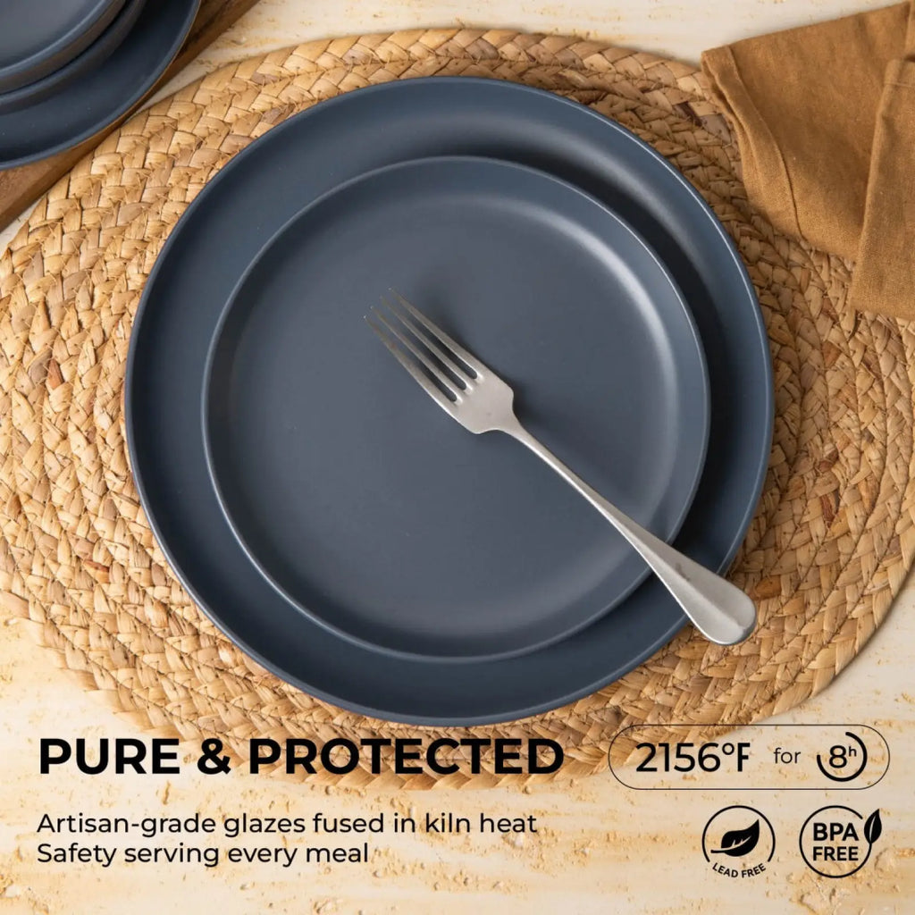 Stoneware Dinnerware Set 12 Piece Matte Gray for 4