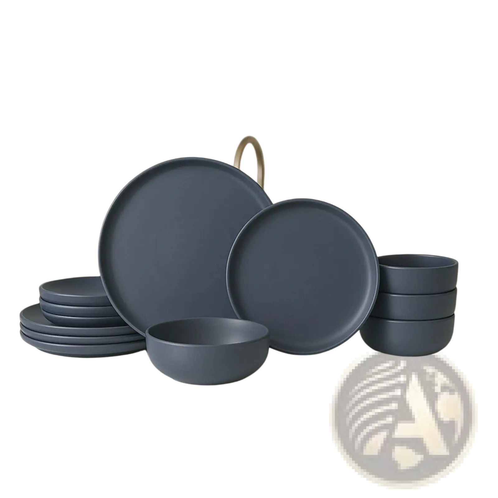 Stoneware Dinnerware Set 12 Piece Matte Gray for 4