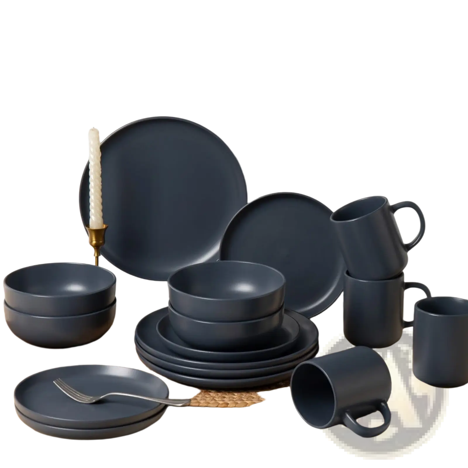 Stoneware Dinnerware Set 12 Piece Matte Gray for 4