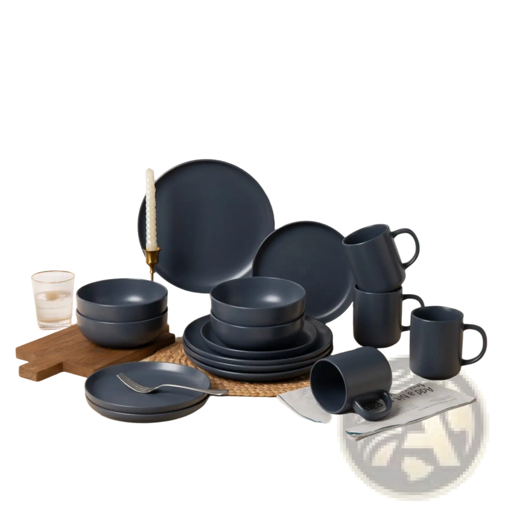 Stoneware Dinnerware Set 12 Piece Matte Gray for 4