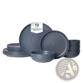 Stoneware Dinnerware Set 12 Piece Matte Gray for 4