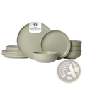 Stoneware Dinnerware Set 12 Piece Matte Sage Green for 4