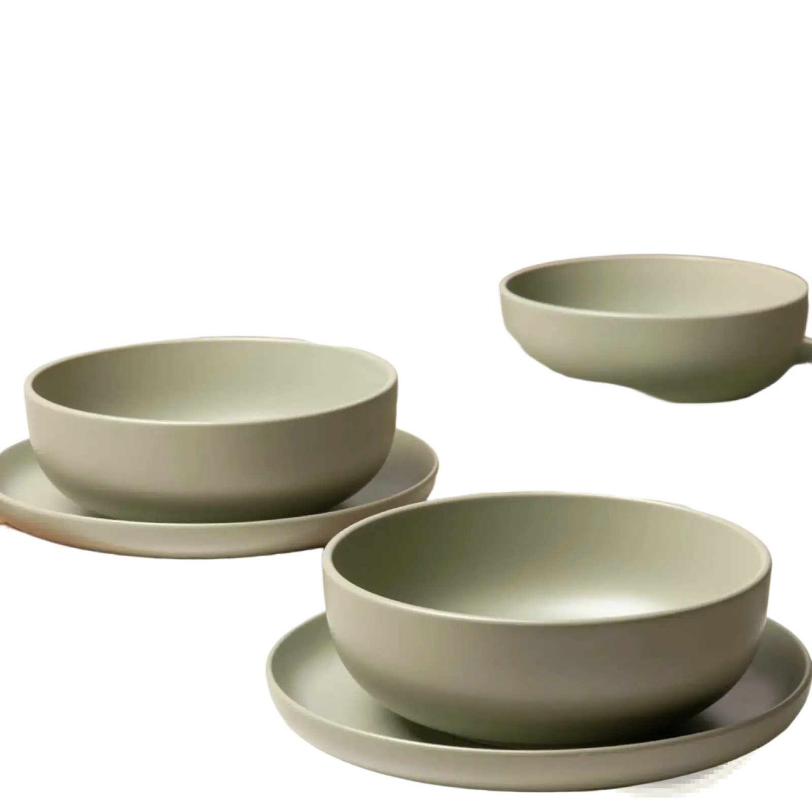 Stoneware Dinnerware Set 12 Piece Matte Sage Green for 4