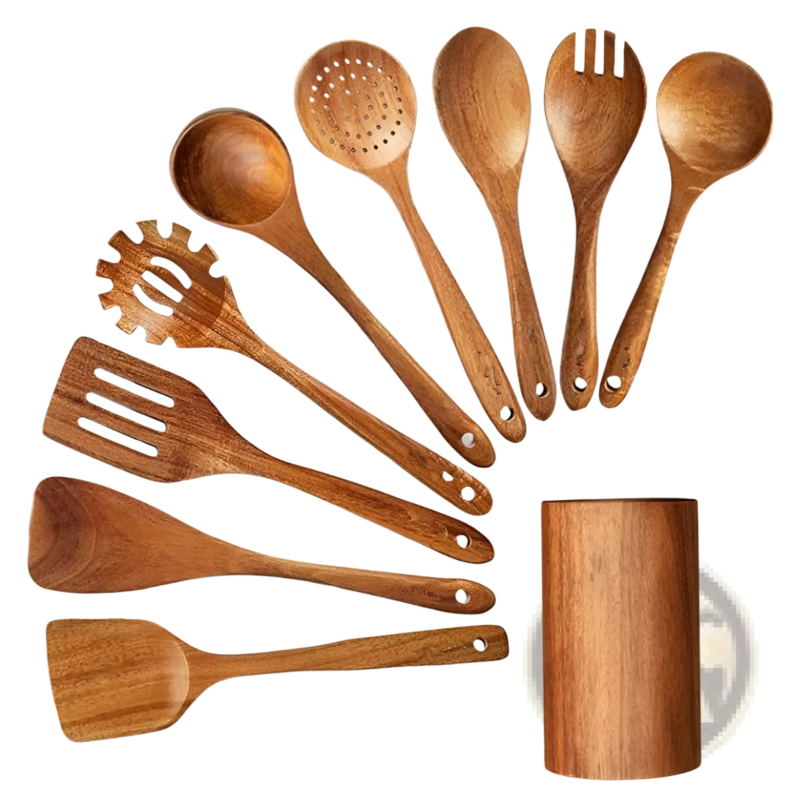 Teak Wood Cooking Utensil Set 4 Piece Kitchen Tools
