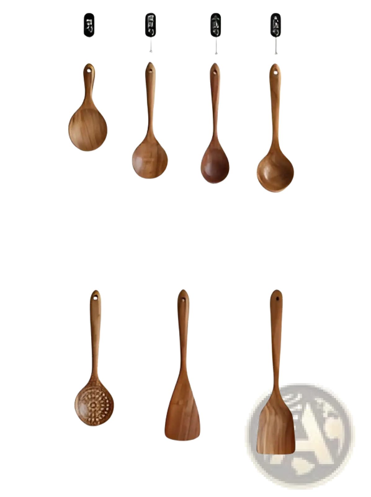 Teak Wood Cooking Utensil Set 4 Piece Kitchen Tools