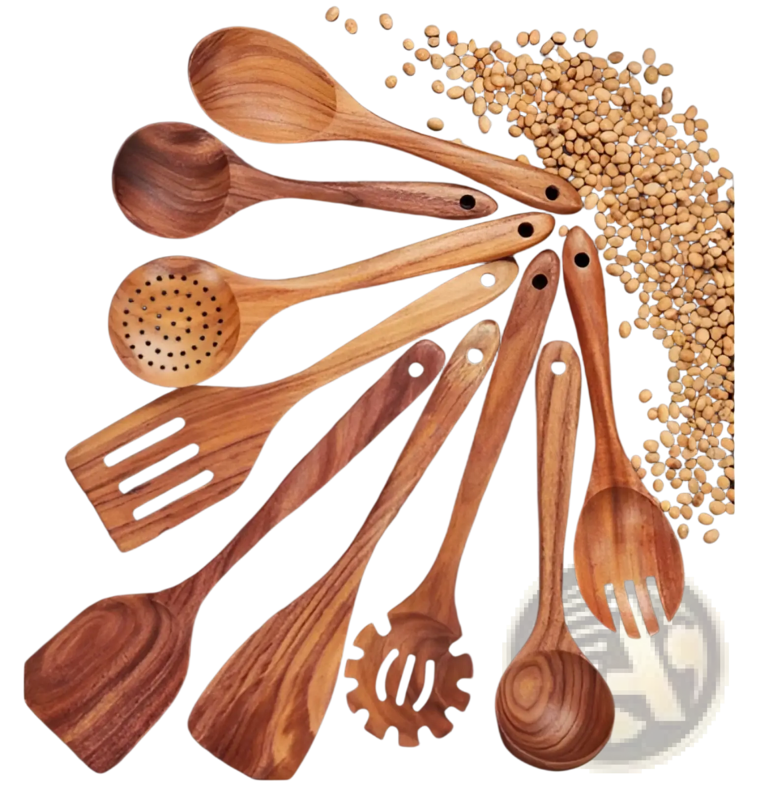 Teak Wood Cooking Utensil Set 4 Piece Kitchen Tools