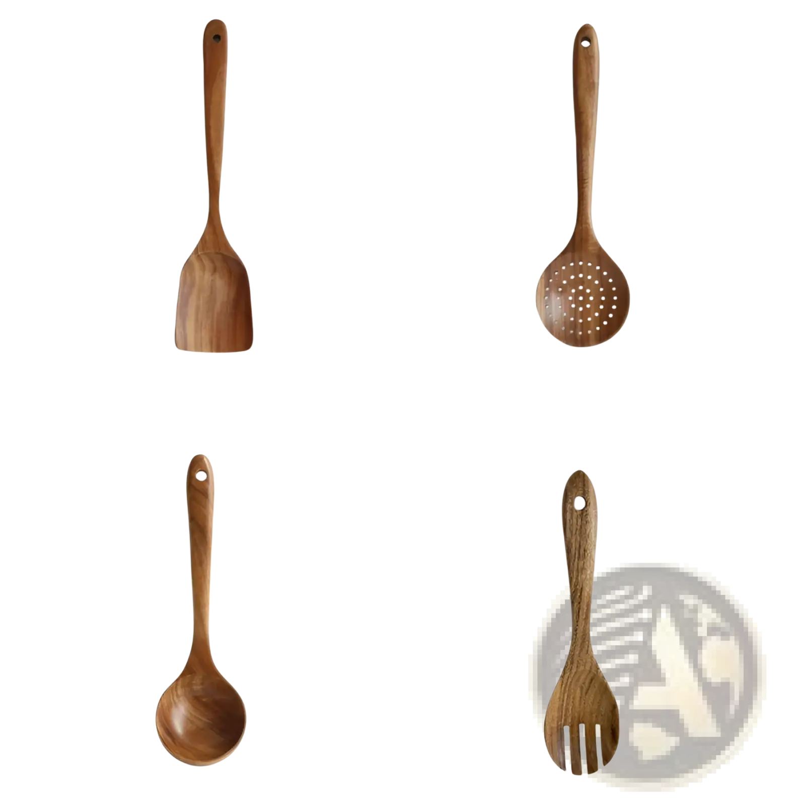 Teak Wood Cooking Utensil Set 4 Piece Kitchen Tools