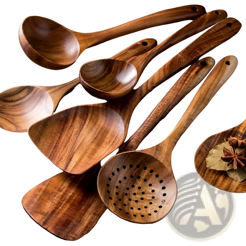 Teak Wood Cooking Utensil Set 4 Piece Kitchen Tools