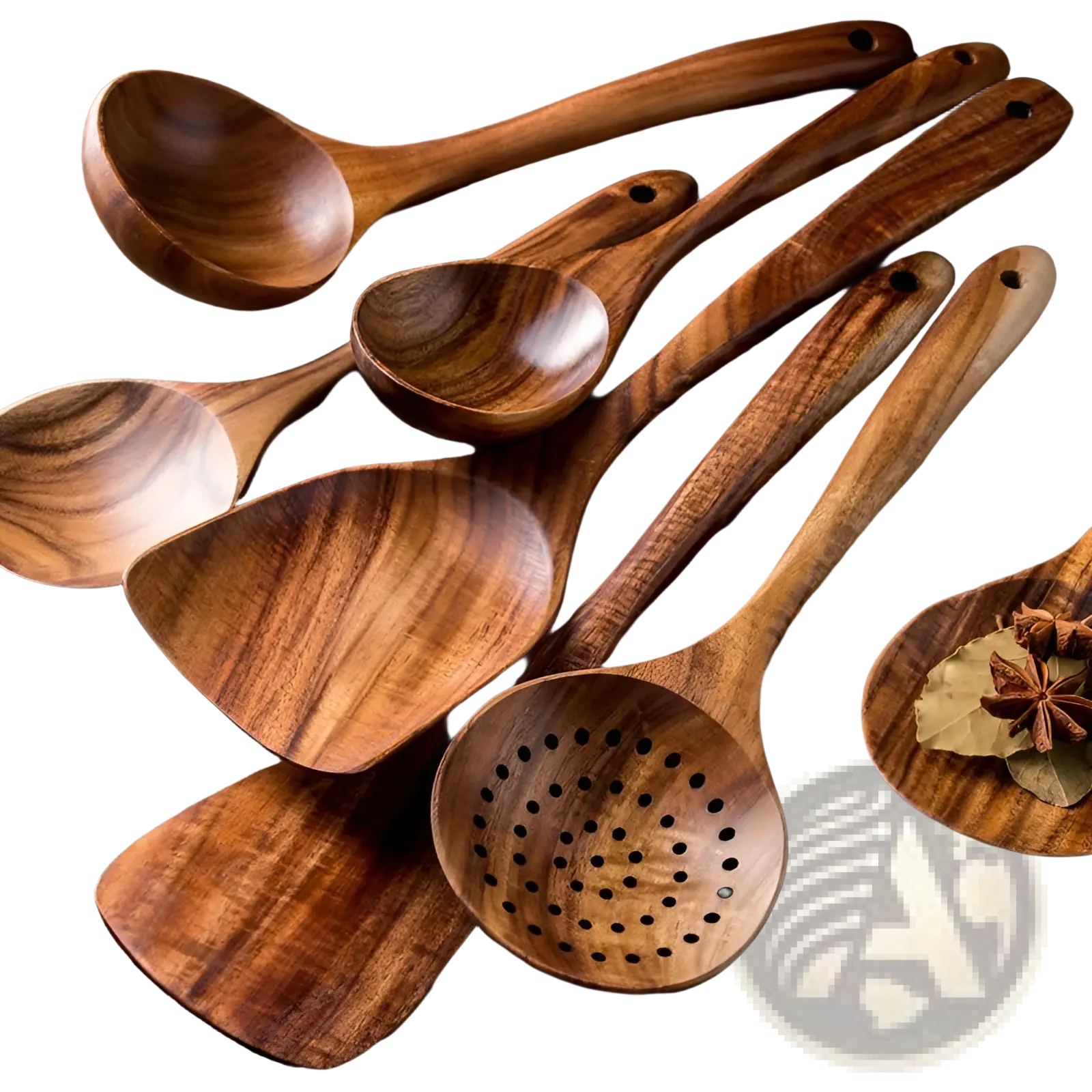 Teak Wood Cooking Utensil Set 4 Piece Kitchen Tools