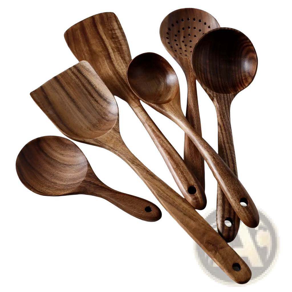 Teak Wood Cooking Utensil Set 4 Piece Kitchen Tools